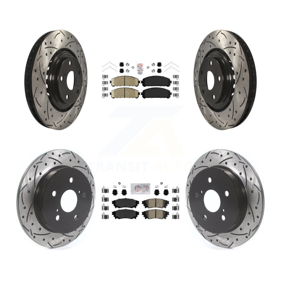 Front Rear Ceramic Pad Coat Drill Slot Disc Brake Rotor Kit For Lexus NX300 NX200t NX300h KDA-101803