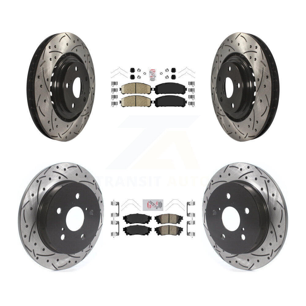 Front Rear Ceramic Pad Coat Drill Slot Disc Brake Rotor Kit For Lexus NX300 NX200t NX300h KDA-101804