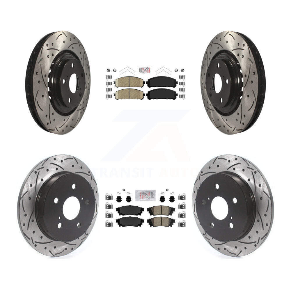 Front Rear Ceramic Pad Coat Drill Slot Disc Brake Rotor Kit For Lexus NX300 NX200t NX300h KDA-101805