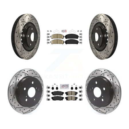 Front Rear Ceramic Pad Coat Drill Slot Disc Brake Rotor Kit For Lexus NX300 NX200t NX300h KDA-101805