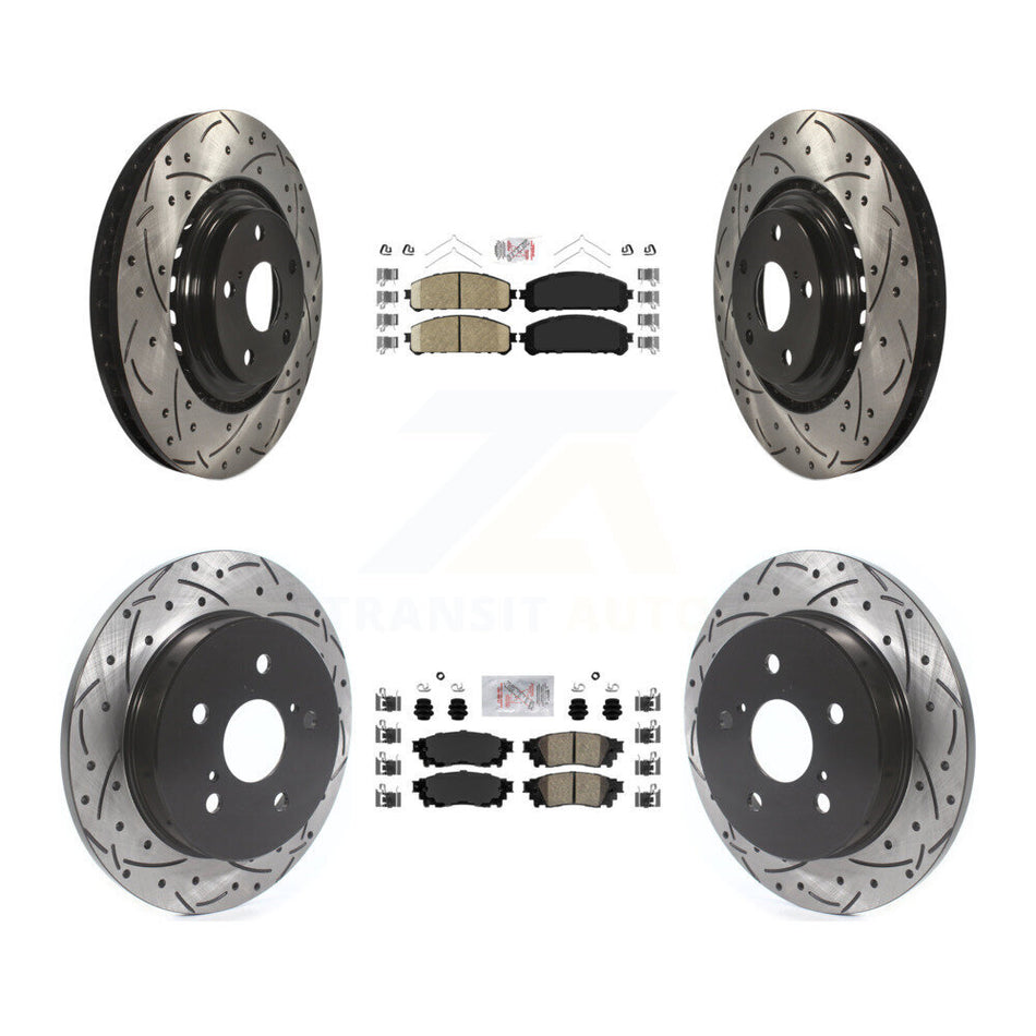 Front Rear Ceramic Pad Coat Drill Slot Disc Brake Rotor Kit For Lexus NX300 NX200t NX300h KDA-101805