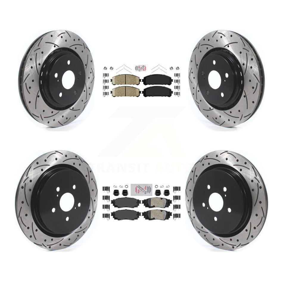 Front Rear Ceramic Pad Drilled Slot Brake Rotor Kit For Lexus RX350 RX450h RX350L RX450hL KDA-101813