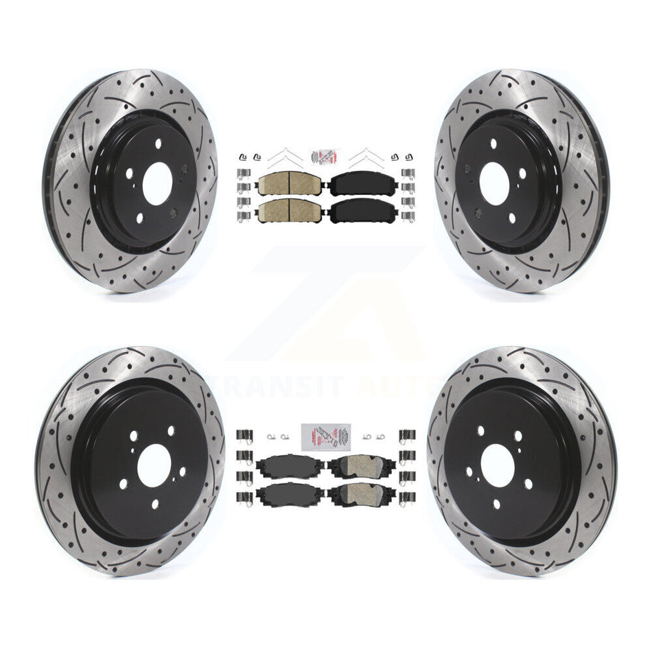 Front Rear Ceramic Pad Drilled Slot Brake Rotor Kit For Lexus RX350 RX450h RX350L RX450hL KDA-101814