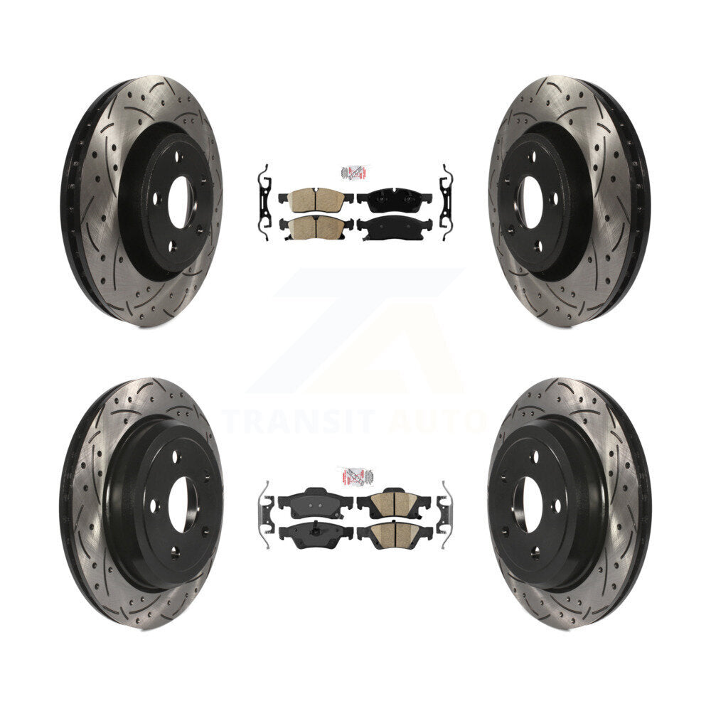 Front Rear Ceramic Pad Coated Drill Slot Disc Brake Rotors Kit For Jeep Grand Cherokee WK KDA-101818