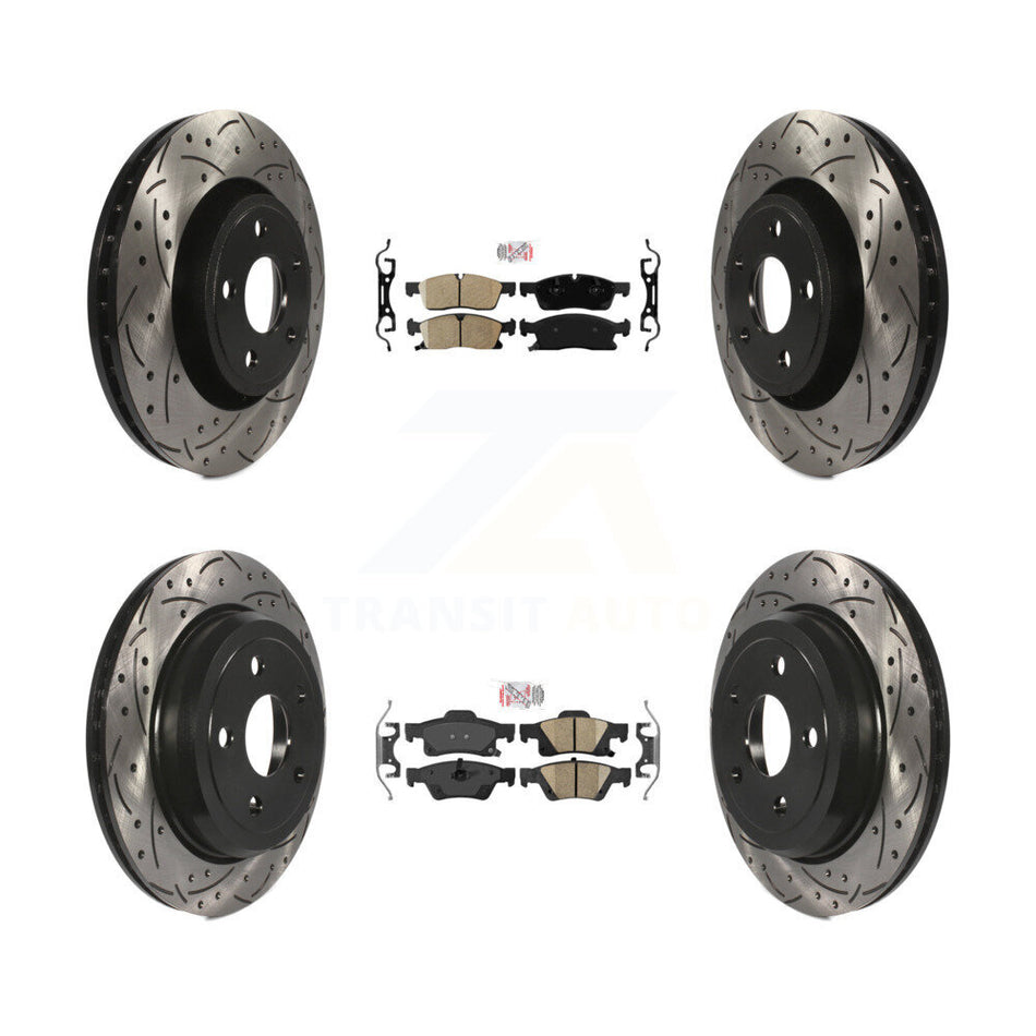 Front Rear Ceramic Pad Coated Drill Slot Disc Brake Rotors Kit For Jeep Grand Cherokee WK KDA-101818