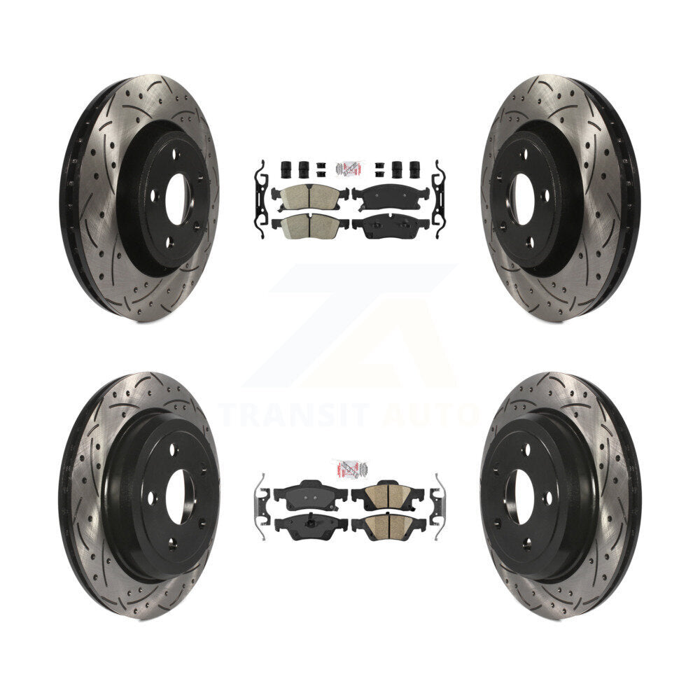 Front Rear Ceramic Pad Coated Drill Slot Disc Brake Rotors Kit For Jeep Grand Cherokee WK KDA-101822