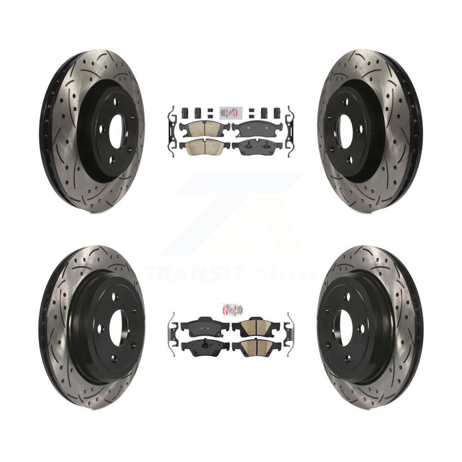 Front Rear Ceramic Pad Coated Drill Slot Disc Brake Rotors Kit For Jeep Grand Cherokee WK KDA-101826