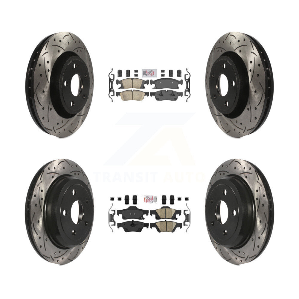 Front Rear Ceramic Pad Coated Drill Slot Disc Brake Rotors Kit For Jeep Grand Cherokee WK KDA-101827