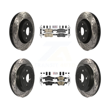 Front Rear Ceramic Pad Coated Drill Slot Disc Brake Rotors Kit For Jeep Grand Cherokee WK KDA-101827