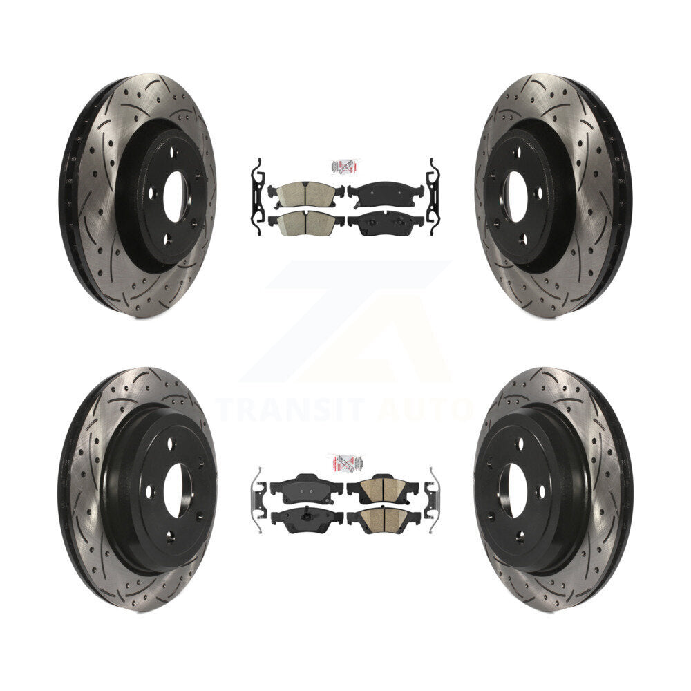 Front Rear Ceramic Pad Coated Drill Slot Disc Brake Rotors Kit For Jeep Grand Cherokee WK KDA-101830