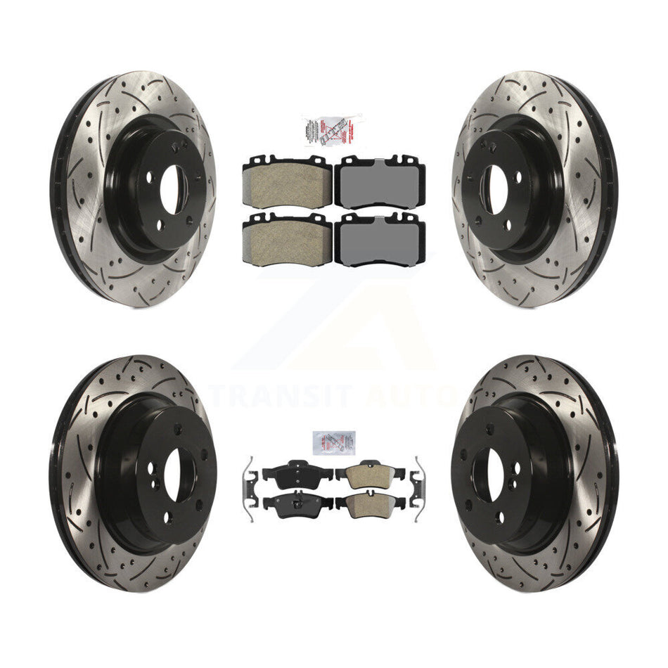 Front Rear Semi-Metallic Pad Drilled Slot Brake Rotor Kit For Mercedes-Benz CLS550 CLS500 KDA-101834