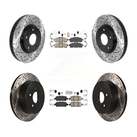Front Rear Ceramic Pad Coated Drill Slot Disc Brake Rotors Kit For 2011-2017 Nissan Quest KDA-101845