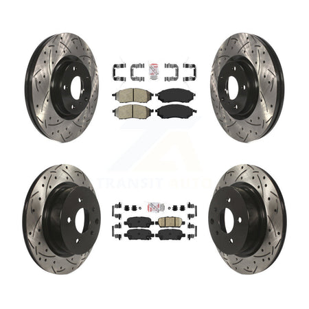 Front Semi-Metallic Rear Ceramic Pad Drill Slot Brake Rotor Kit For INFINITI G37 EX35 G35 KDA-101849