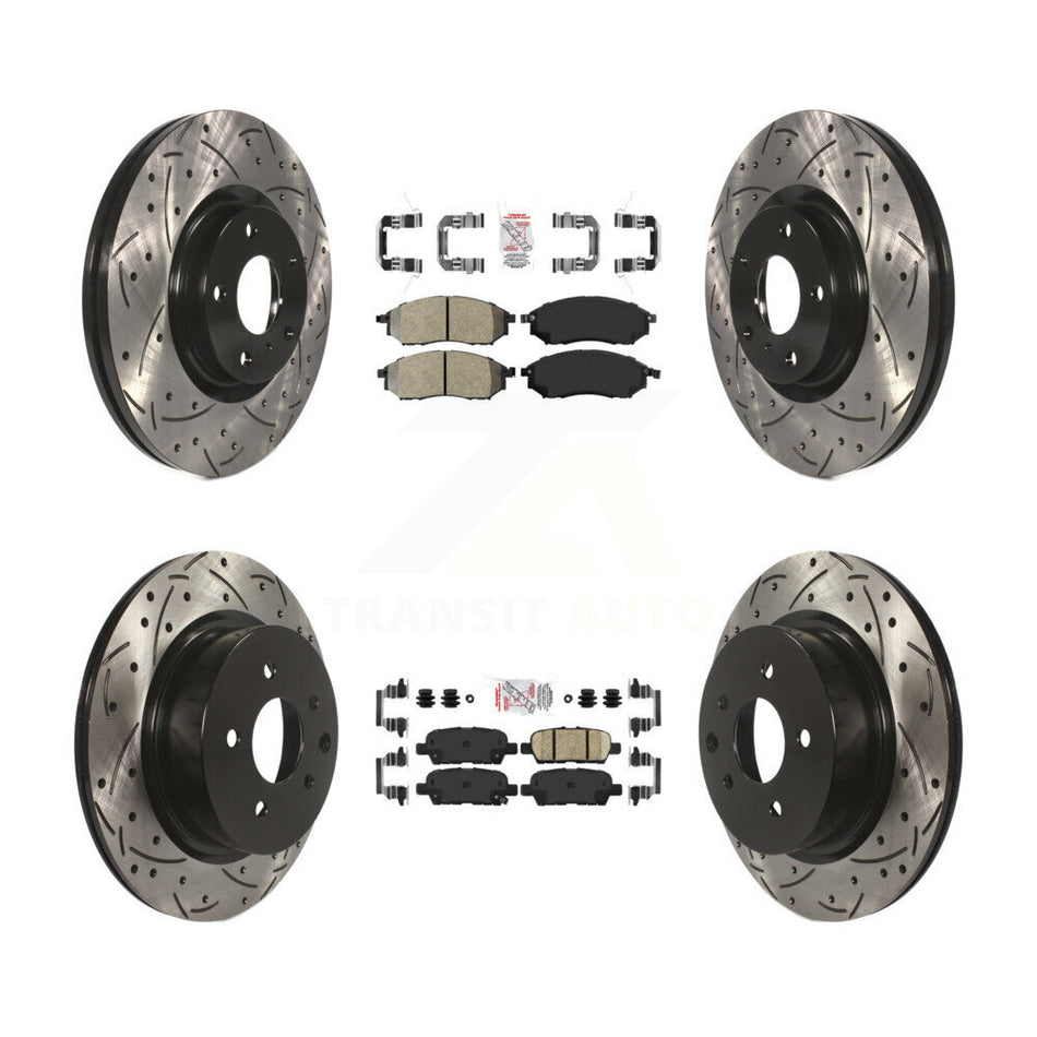 Front Semi-Metallic Rear Ceramic Pad Drill Slot Brake Rotor Kit For INFINITI G37 EX35 G35 KDA-101849