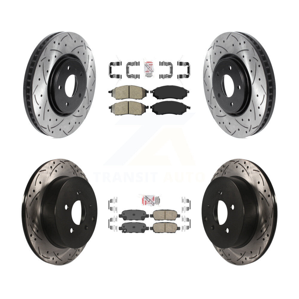 Front Semi-Metallic Rear Ceramic Pad Drilled Slot Brake Rotor Kit For 09-12 INFINITI FX35 KDA-101852