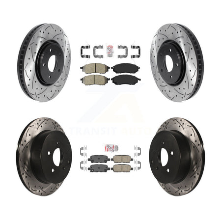Front Semi-Metallic Rear Ceramic Pad Drilled Slot Brake Rotor Kit For 09-12 INFINITI FX35 KDA-101852