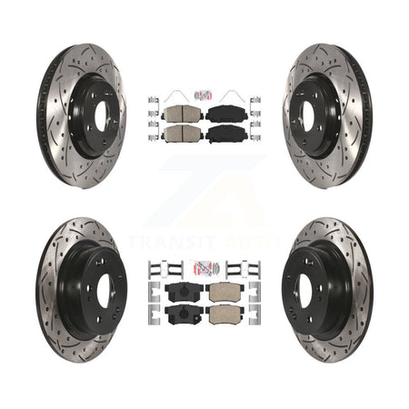 Front Rear Ceramic Pad & Coated Drilled Slot Disc Brake Rotor Kit For 2017-2022 Acura ILX KDA-101854