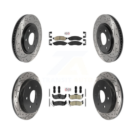 Front Rear Ceramic Pad Drilled Slot Disc Brake Rotor Kit For 2007 Nissan TITAN From 04 07 KDA-101858