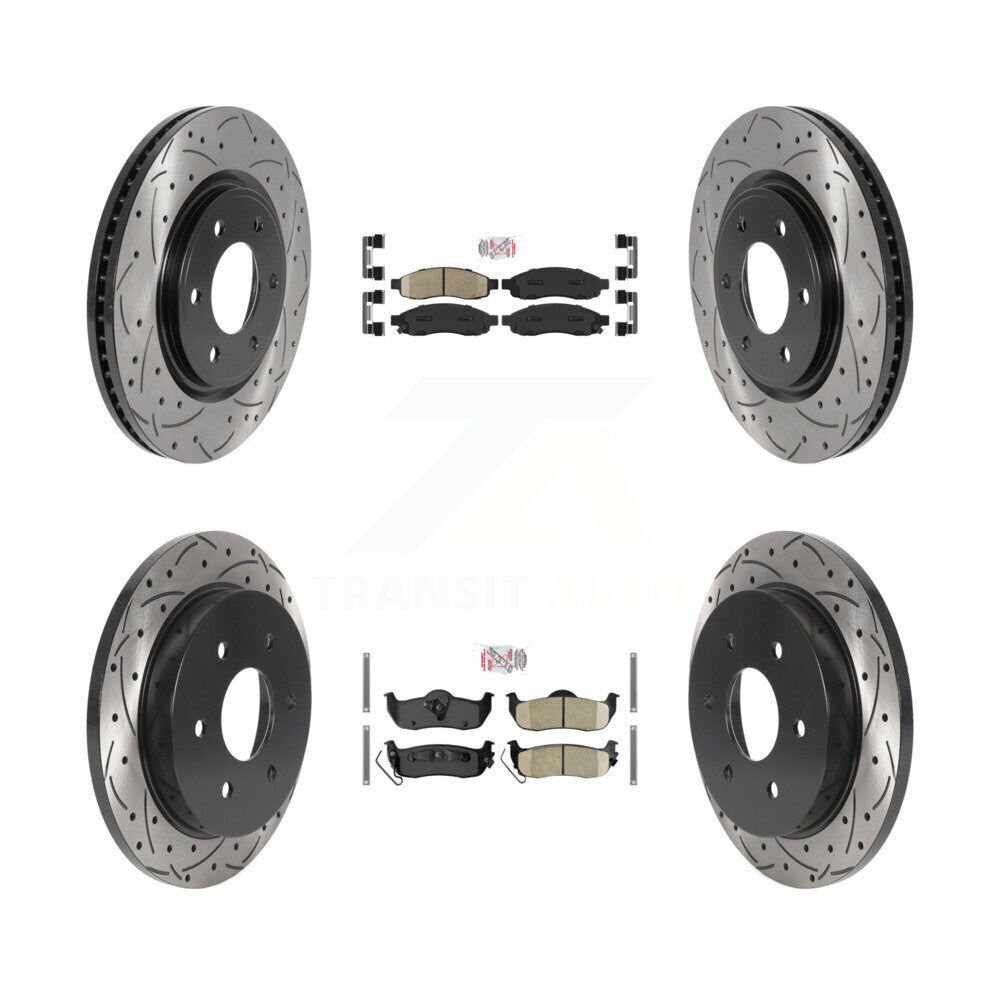 Front Rear Ceramic Pad Drilled Slot Disc Brake Rotor Kit For 2007 Nissan TITAN From 04 07 KDA-101859