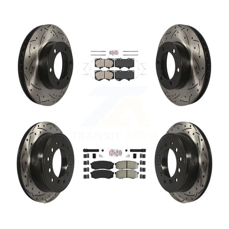 Front Ceramic Rear Semi-Metallic Pad & Drilled Slot Brake Rotor Kit For Toyota FJ Cruiser KDA-101861