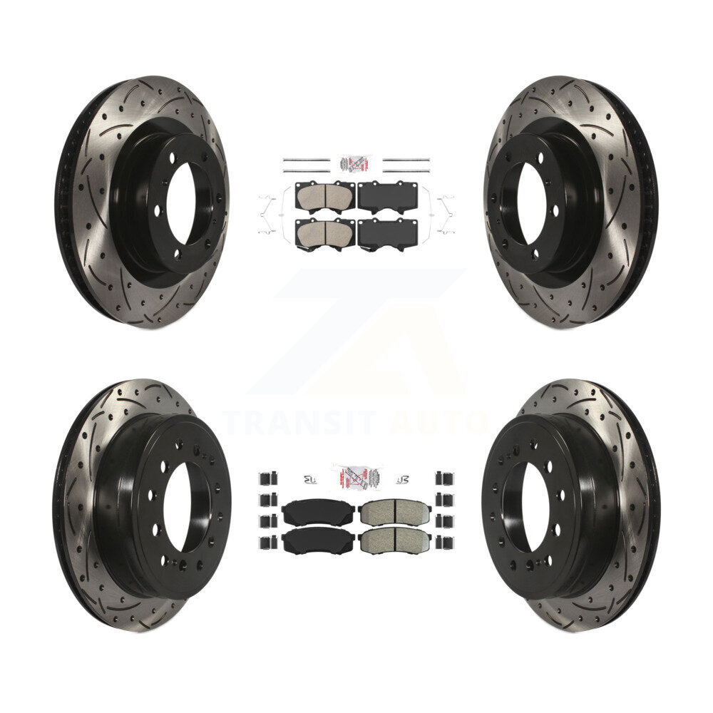 Front Ceramic Rear Semi-Metallic Pad Drill Slot Brake Rotors Kit For Toyota 4Runner Lexus KDA-101864