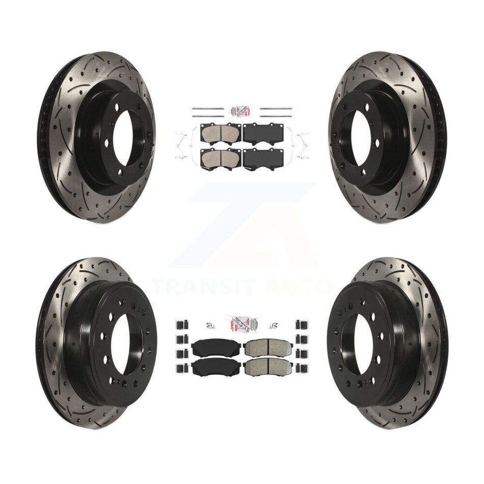 Front Ceramic Rear Semi-Metallic Pad Drill Slot Brake Rotors Kit For Toyota 4Runner Lexus KDA-101864