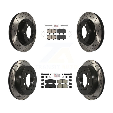 Front Ceramic Rear Semi-Metallic Pad Drill Slot Brake Rotors Kit For Toyota 4Runner Lexus KDA-101865