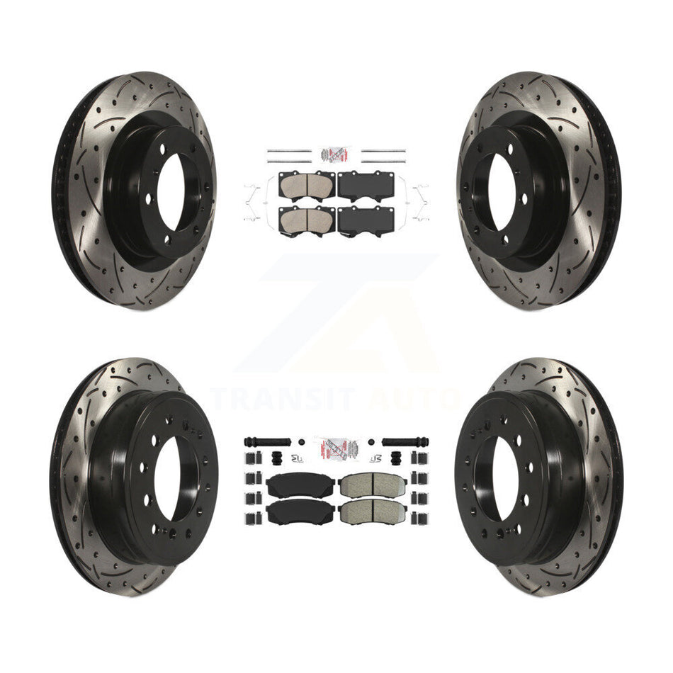 Front Ceramic Rear Semi-Metallic Pad Drill Slot Brake Rotors Kit For Toyota 4Runner Lexus KDA-101865