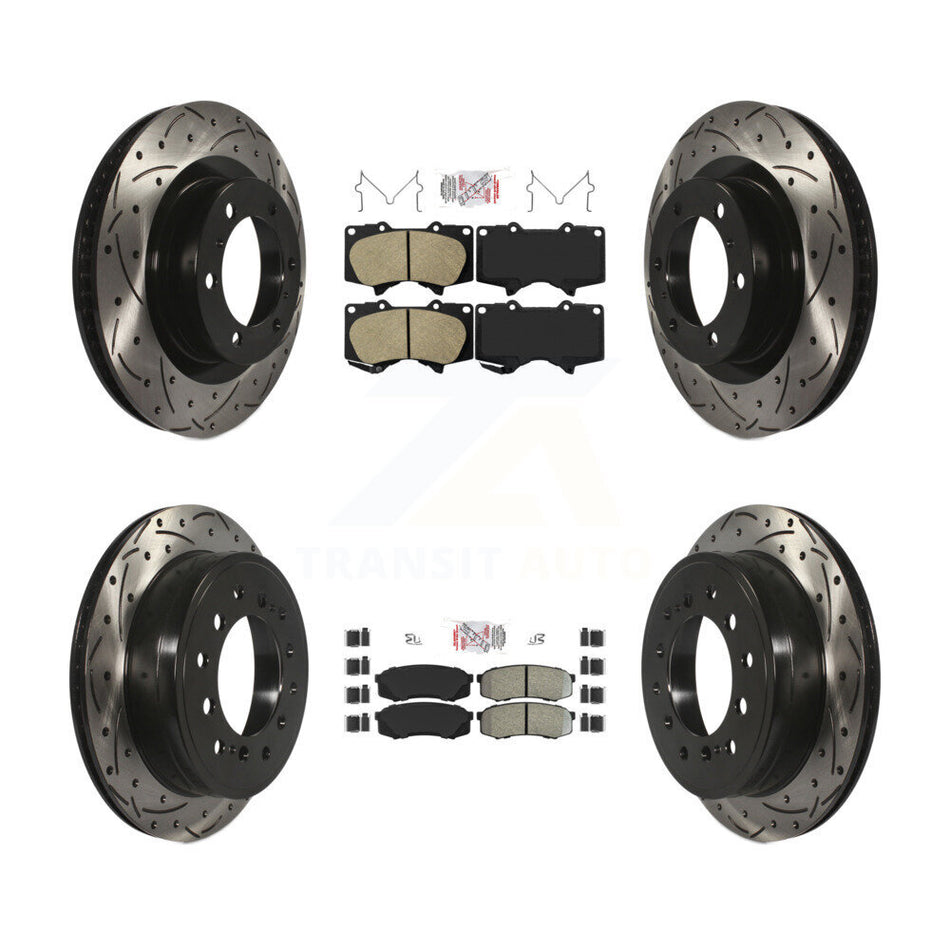 Front Ceramic Rear Semi-Metallic Pad Drill Slot Brake Rotors Kit For Toyota 4Runner Lexus KDA-101866