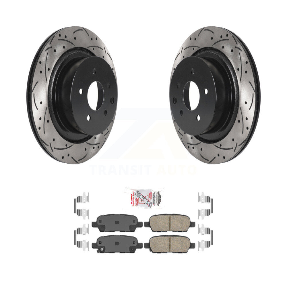 Rear Coated Drilled Slotted Disc Brake Rotor And Ceramic Pad Kit For INFINITI G37 G35 Q60 KDA-101897