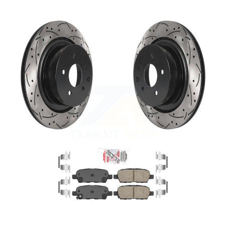 Rear Coated Drilled Slotted Disc Brake Rotor And Ceramic Pad Kit For INFINITI G37 G35 Q60 KDA-101897