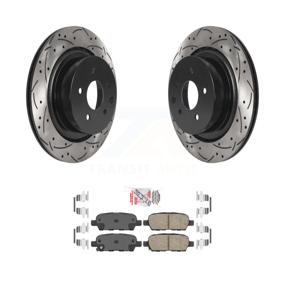 Rear Coated Drilled Slotted Disc Brake Rotor And Ceramic Pad Kit For INFINITI G37 G35 Q60 KDA-101897