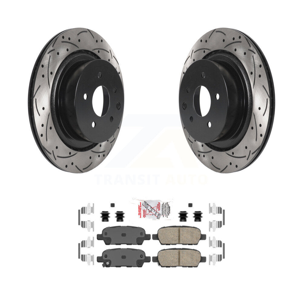 Rear Coated Drilled Slotted Disc Brake Rotor And Ceramic Pad Kit For INFINITI G37 G35 Q60 KDA-101899