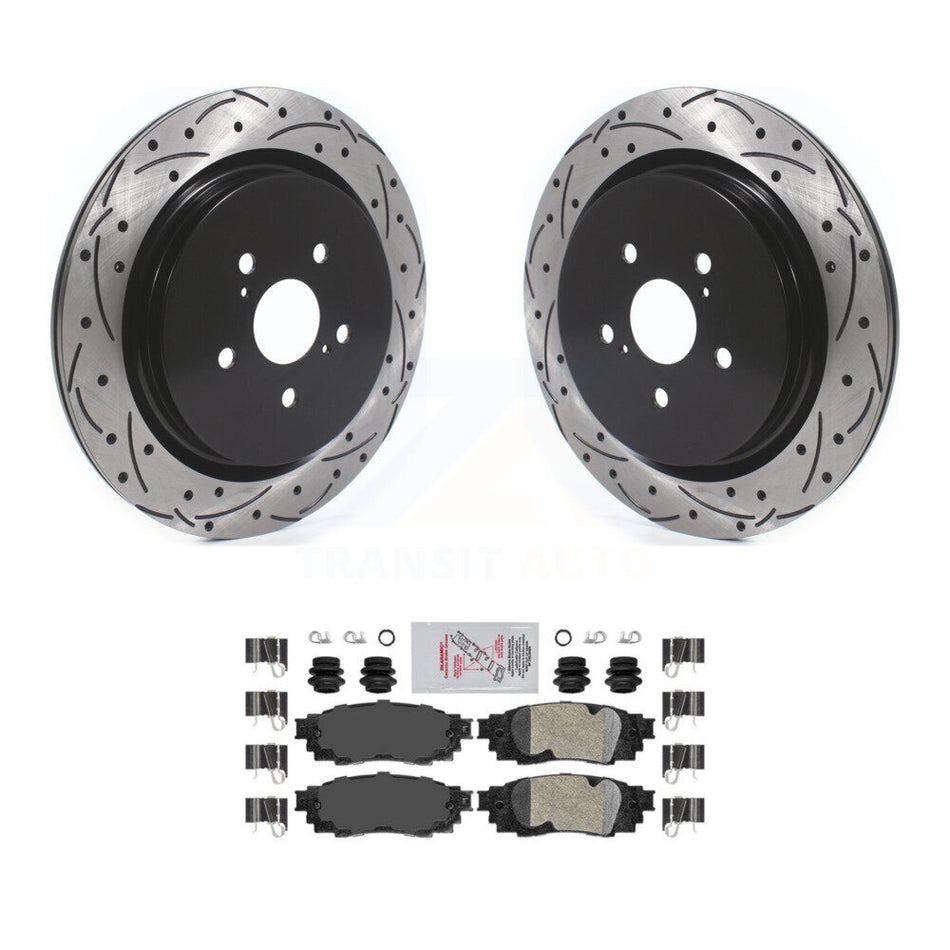 Rear Drilled Slot Disc Brake Rotors Ceramic Pad Kit For Lexus RX350 RX450h RX350L RX450hL KDA-101907