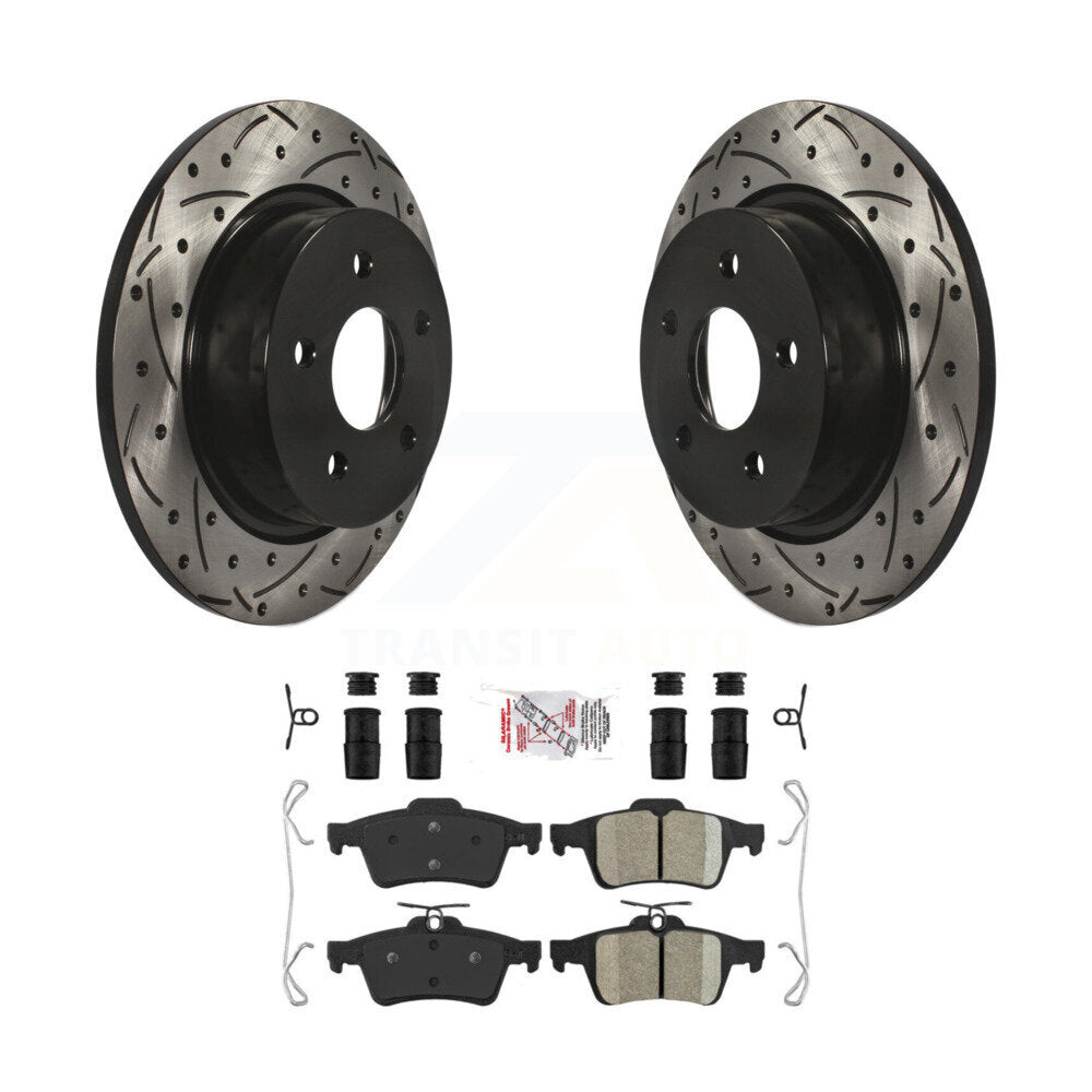 Rear Drilled Slot Disc Brake Rotors Ceramic Pad Kit For Ford Escape Transit Connect C-Max KDA-101909