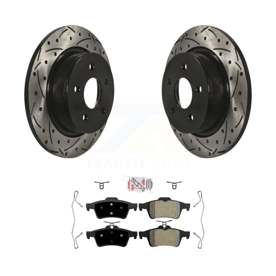 Rear Drilled Slot Brake Rotor Semi-Metallic Pad Kit For Ford Escape Transit Connect C-Max KDA-101911