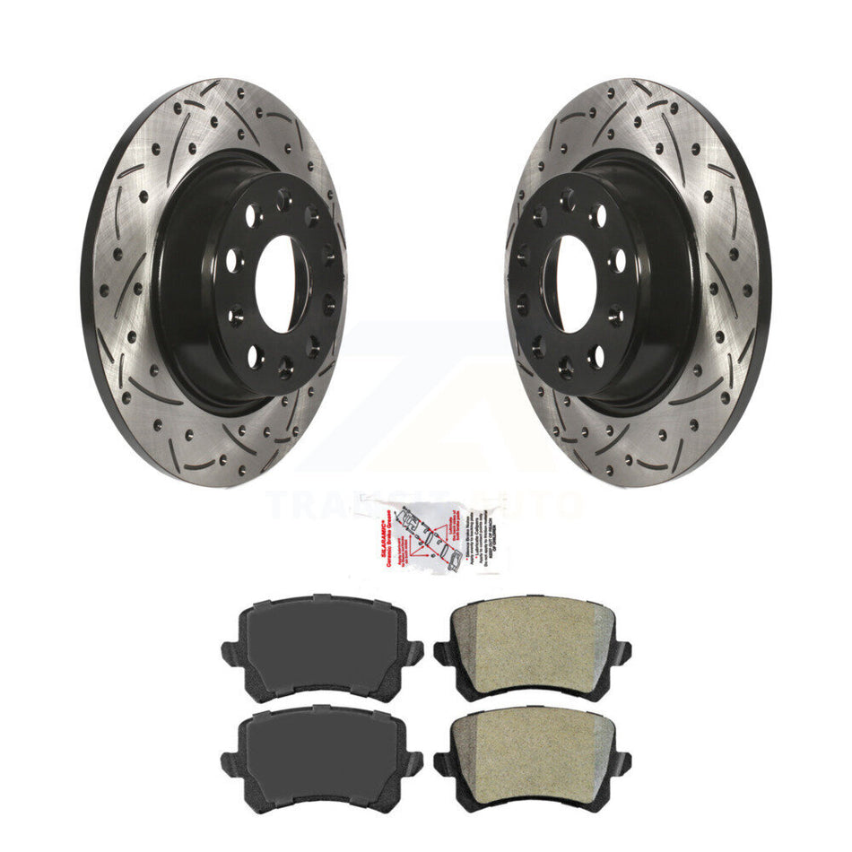 Rear Drilled Slot Brake Rotor Semi-Metallic Pad Kit For Volkswagen Tiguan Audi Q3 Quattro KDA-101912