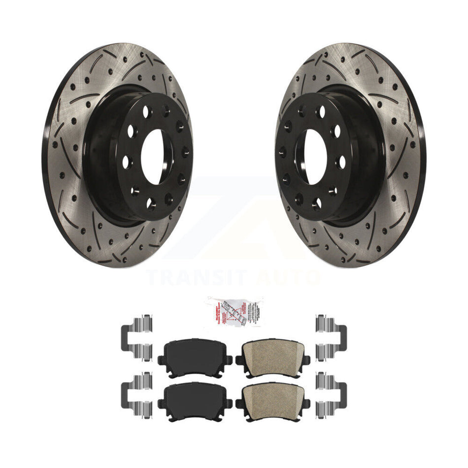 Rear Coat Drill Slot Disc Brake Rotors Ceramic Pad Kit For Volkswagen GTI Audi A3 Quattro KDA-101917