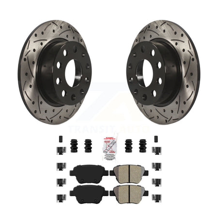 Rear Drilled Slot Brake Rotors Semi-Metallic Pad Kit For Volkswagen Jetta Eos Audi A3 GTI KDA-101934