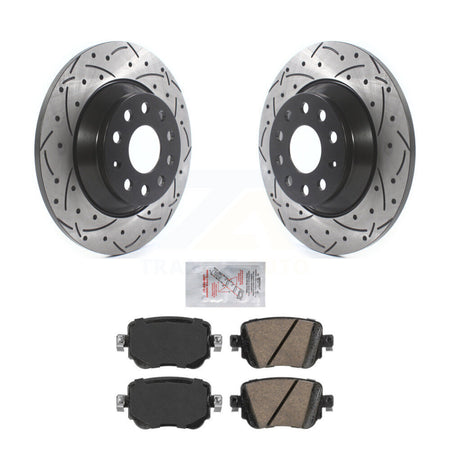 Rear Coated Drilled Slot Disc Brake Rotor & Ceramic Pad Kit For 2016-2018 Audi Q3 Quattro KDA-101936