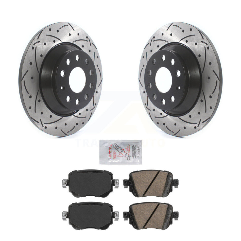 Rear Coated Drilled Slot Disc Brake Rotor & Ceramic Pad Kit For 2016-2018 Audi Q3 Quattro KDA-101936