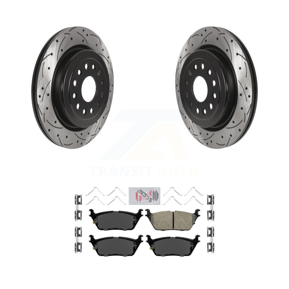 Rear Coated Drilled Slotted Disc Brake Rotors And Ceramic Pads Kit For Ram 1500 KDA-101948