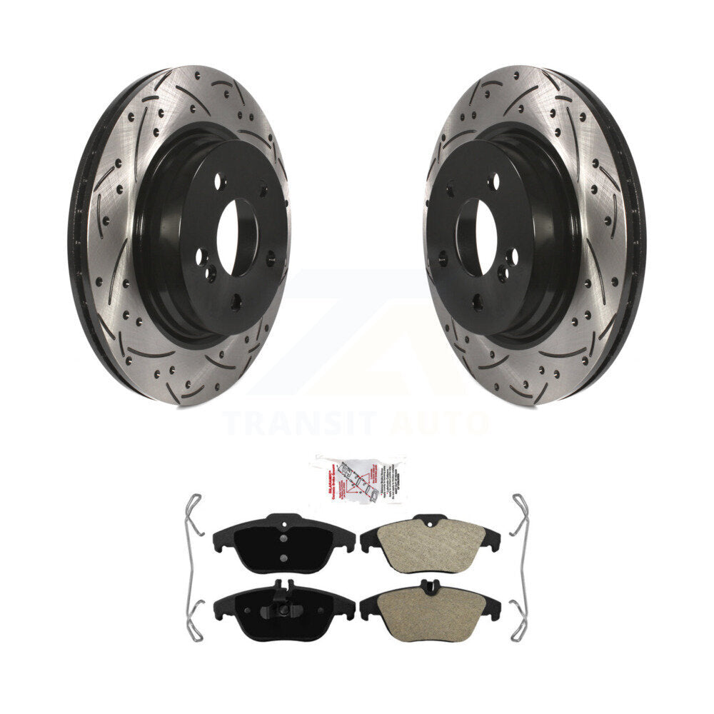 Rear Drilled Slot Brake Rotor Semi-Metallic Pad Kit For Mercedes-Benz C300 C350 E350 C250 KDA-101949