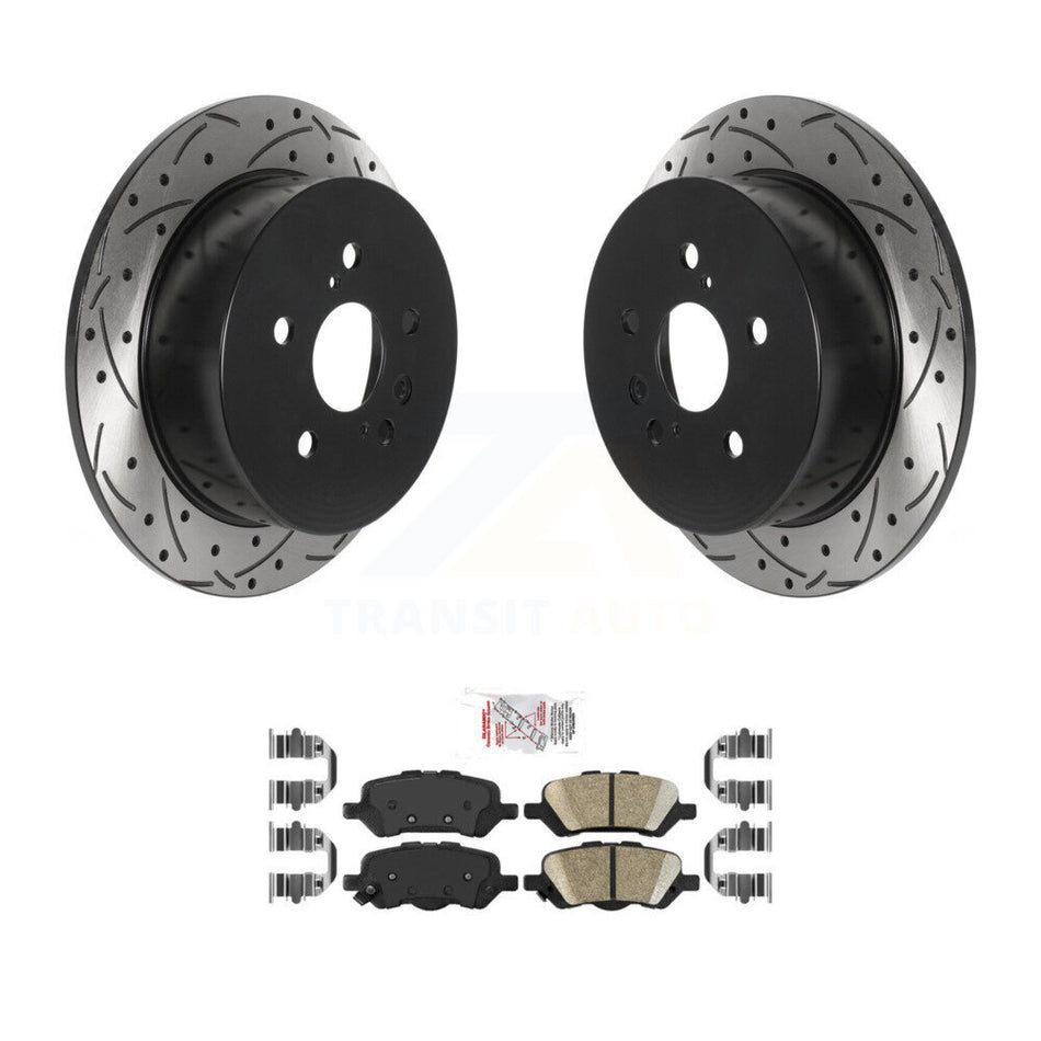 Rear Coated Drilled Slotted Disc Brake Rotor & Ceramic Pad Kit For 2009-2016 Toyota Venza KDA-101954