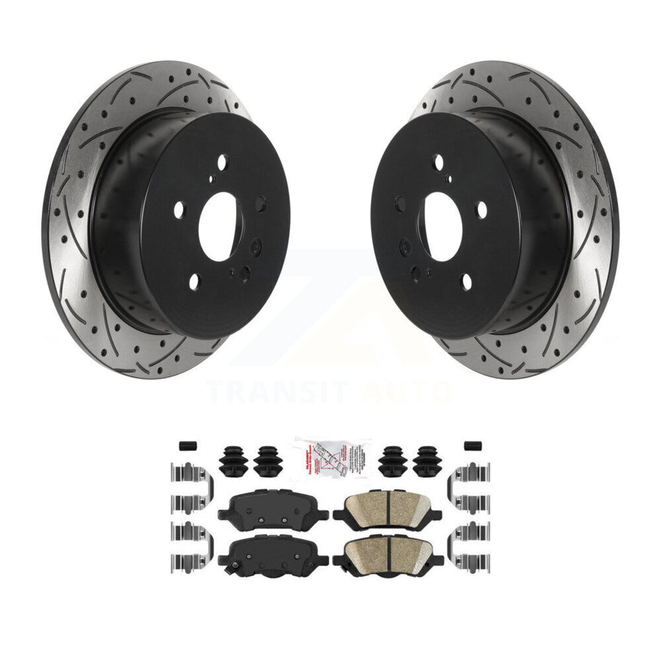 Rear Coated Drilled Slotted Disc Brake Rotor & Ceramic Pad Kit For 2009-2016 Toyota Venza KDA-101955