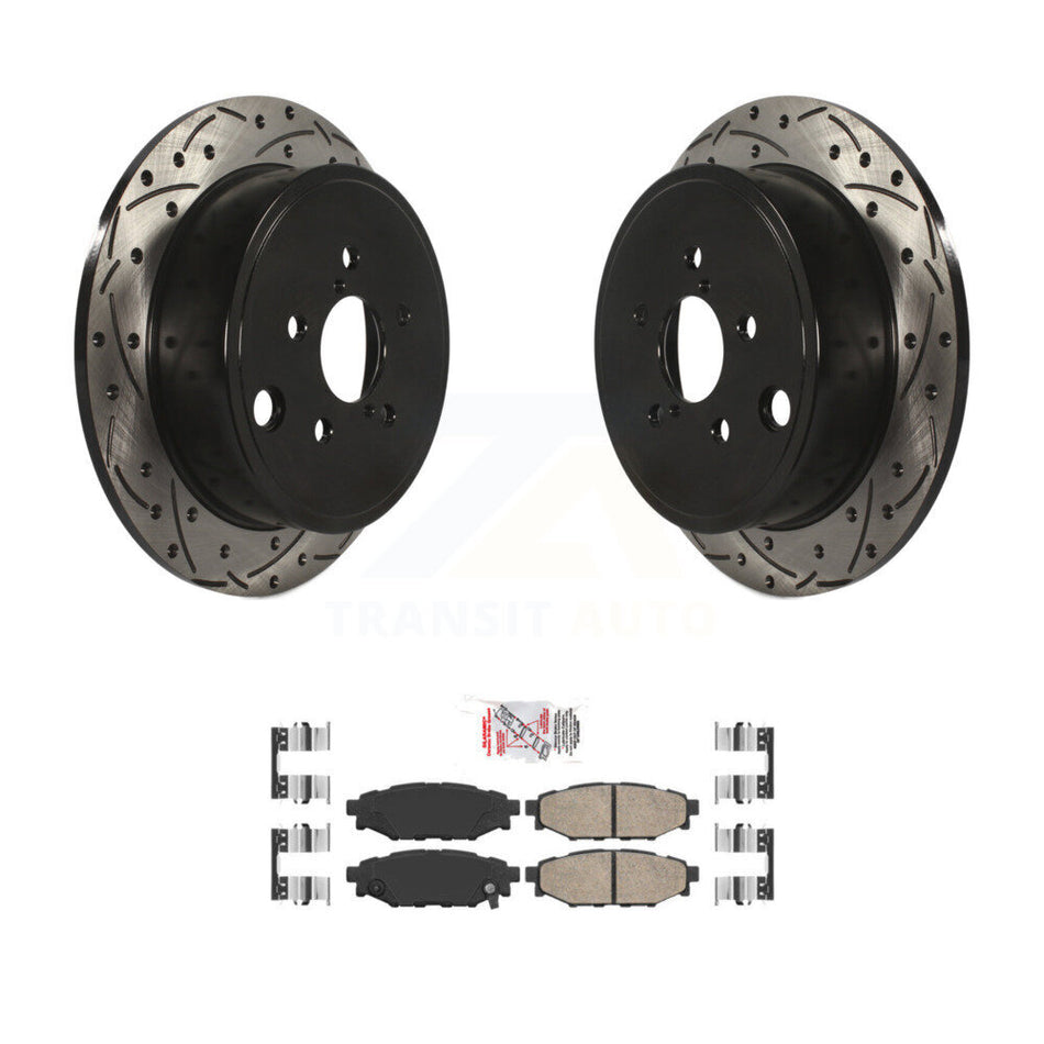 Rear Drilled Slot Brake Rotors Ceramic Pad Kit For Subaru Impreza Forester Outback Legacy KDA-101958