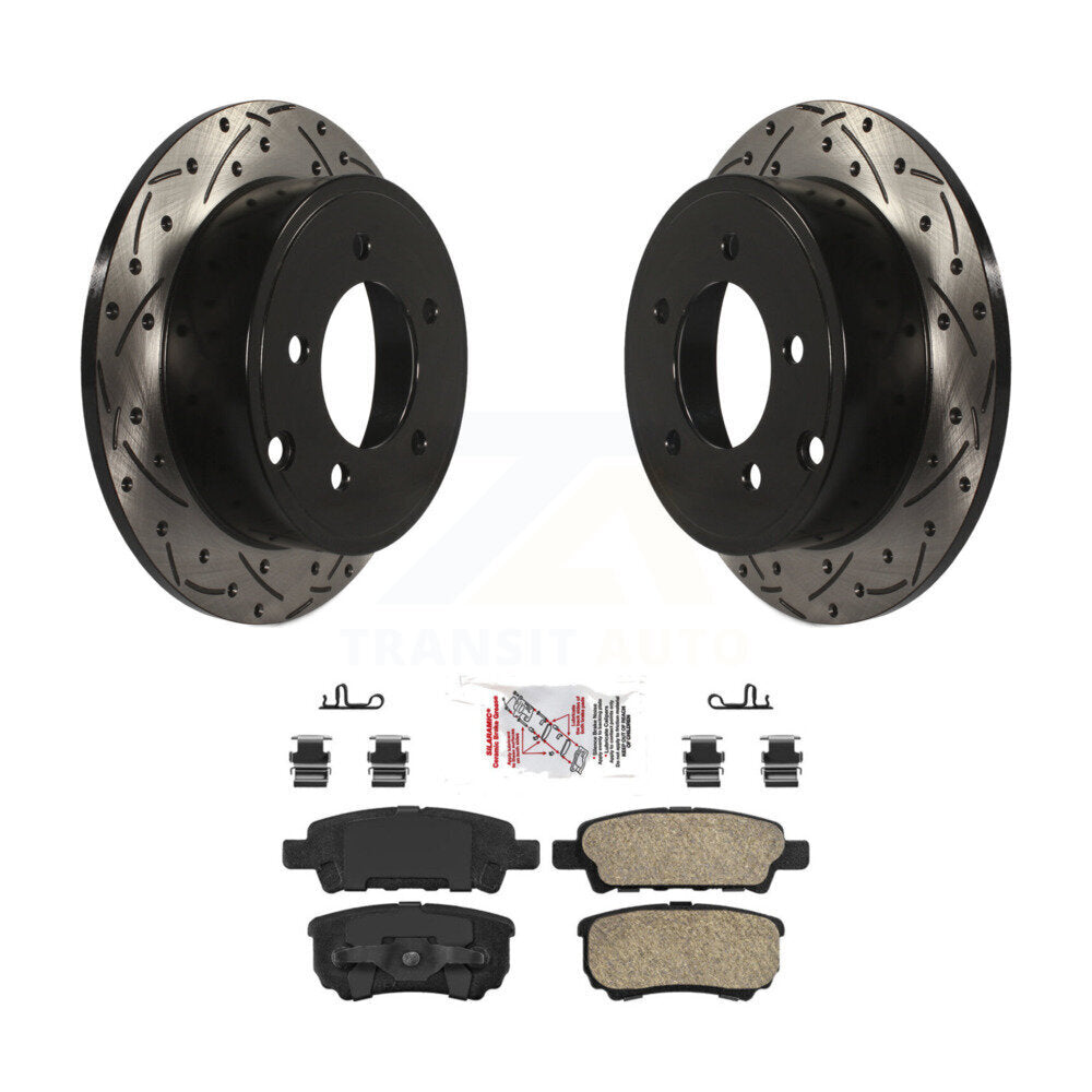 Rear Drill Slot Brake Rotors Ceramic Pad Kit For Jeep Mitsubishi Lancer Patriot Dodge 200 KDA-101966