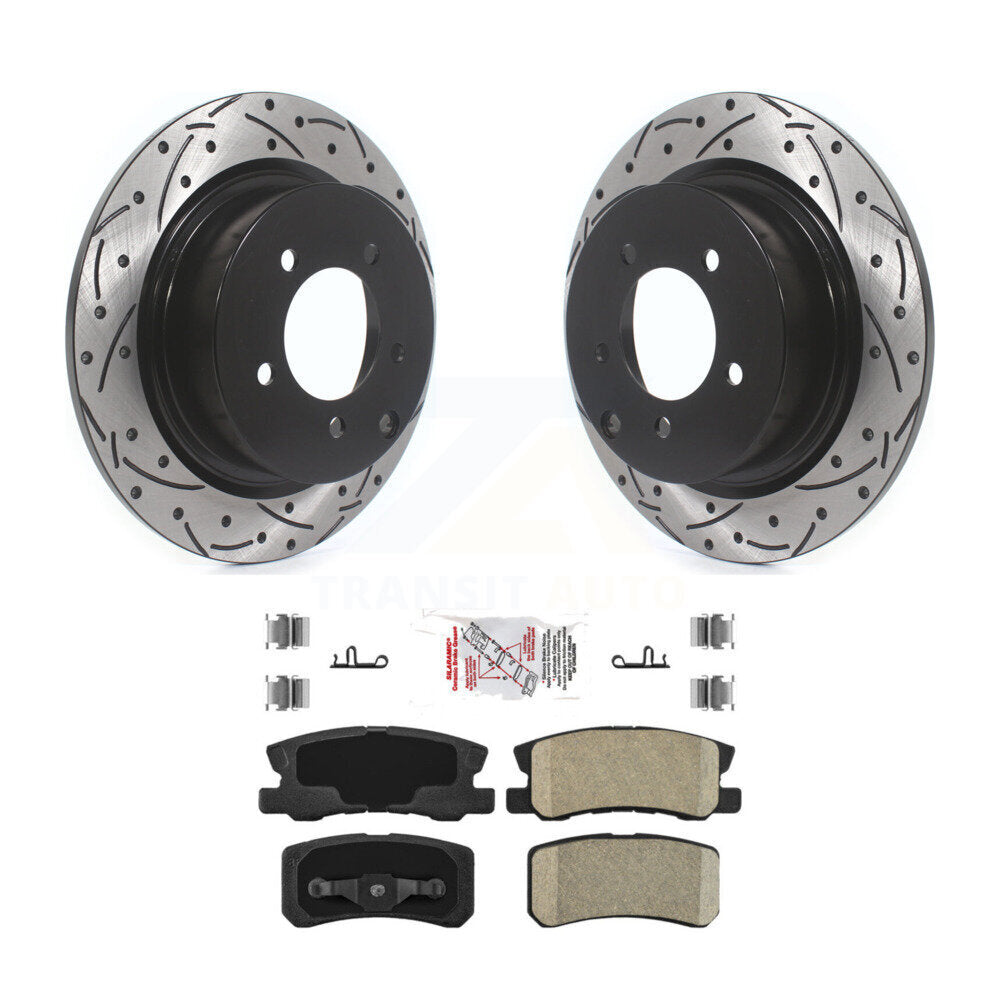 Rear Drilled Slot Brake Rotor Ceramic Pad Kit For Mitsubishi Jeep Lancer Patriot Chrysler KDA-101967