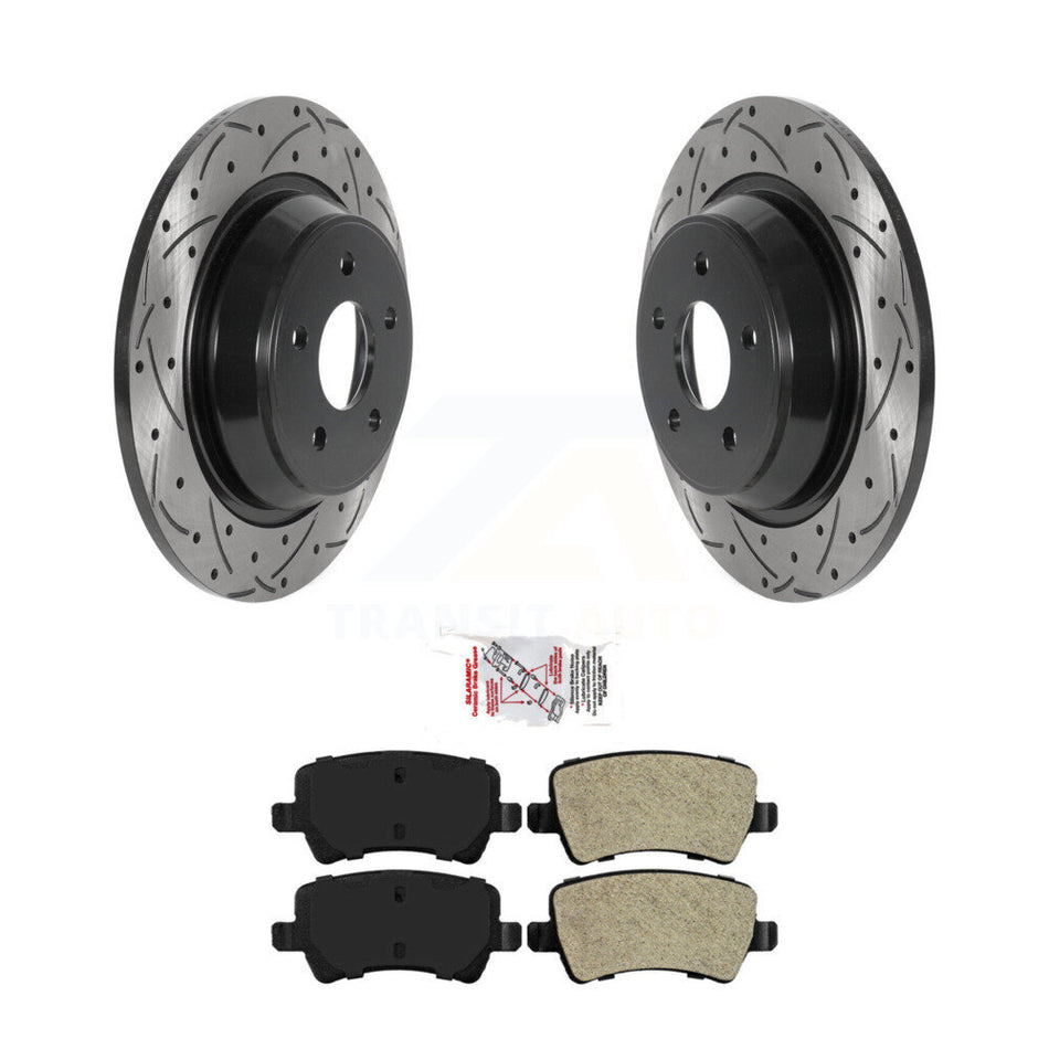 Rear Drilled Slot Brake Rotor Semi-Metallic Pad Kit For 2012-2015 Land Rover Range Evoque KDA-101977