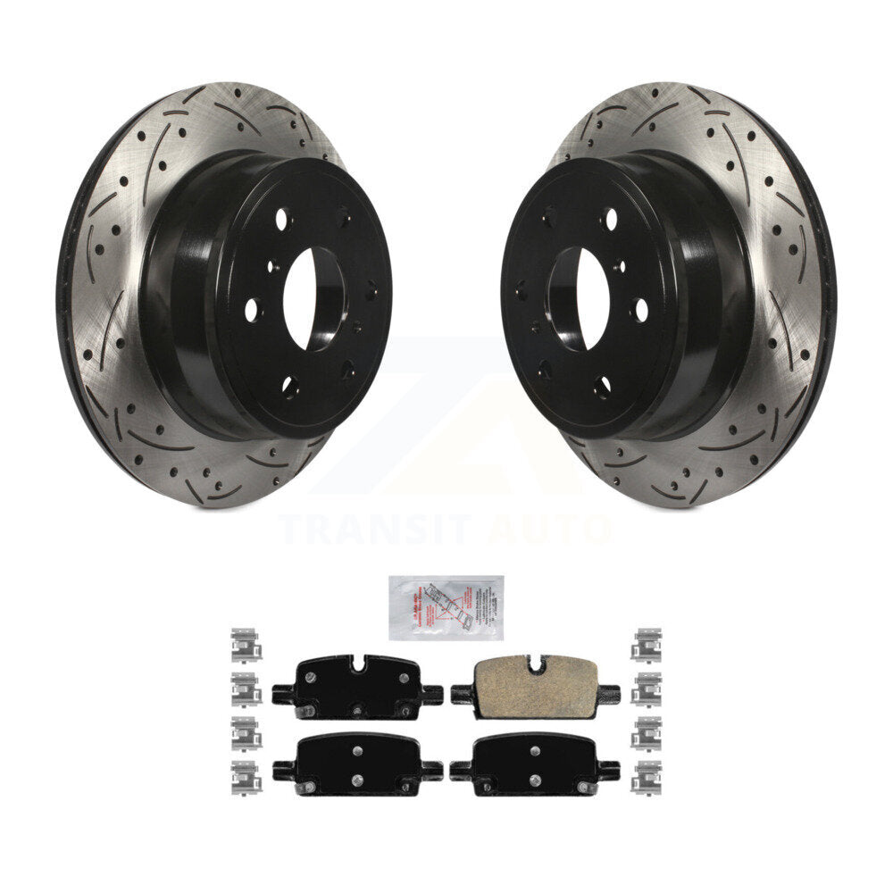 Rear Drill Slot Brake Rotor Ceramic Pad Kit For GMC Sierra 1500 With Manual Parking KDA-101985